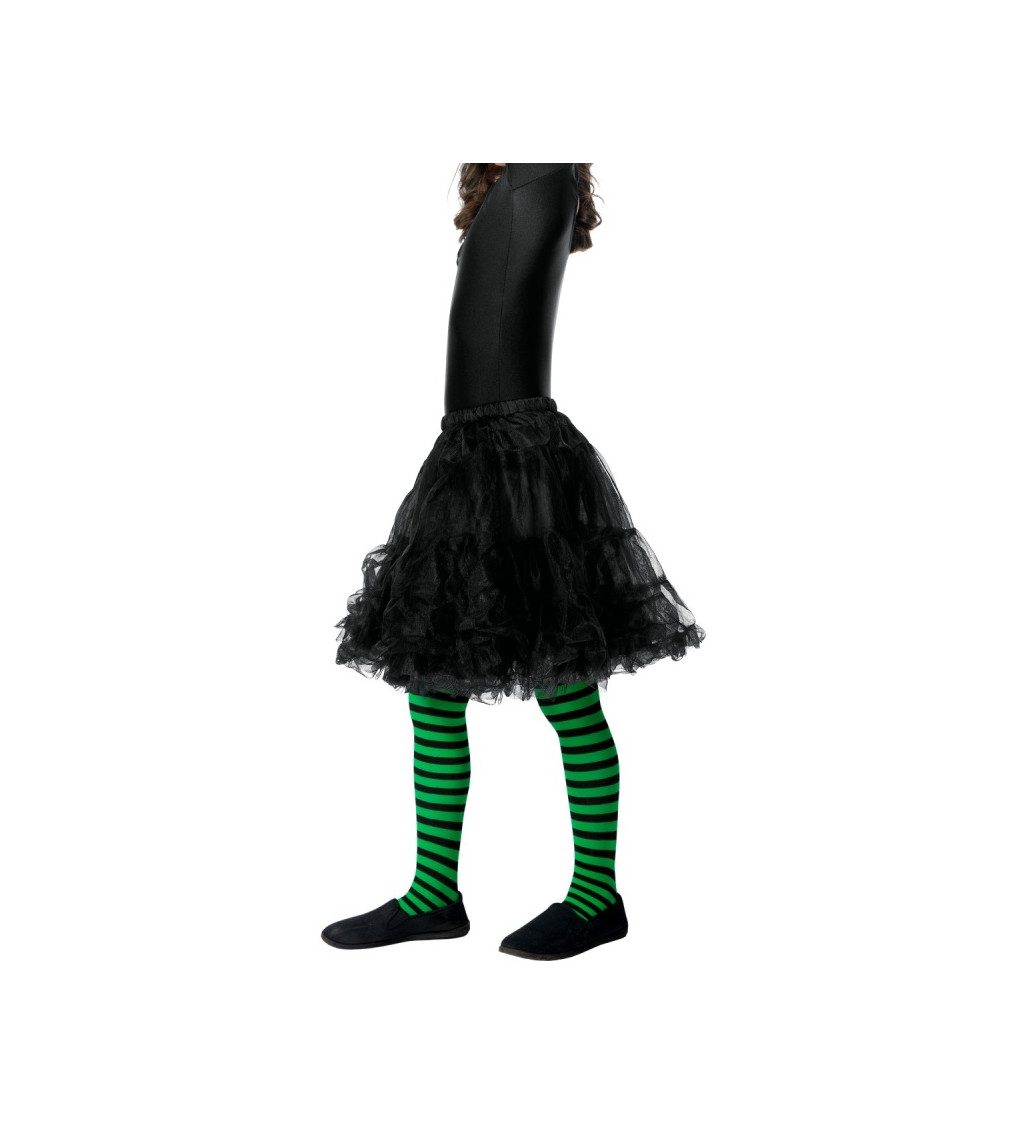 Děttské punčocháče Zeleno-černé pruhované