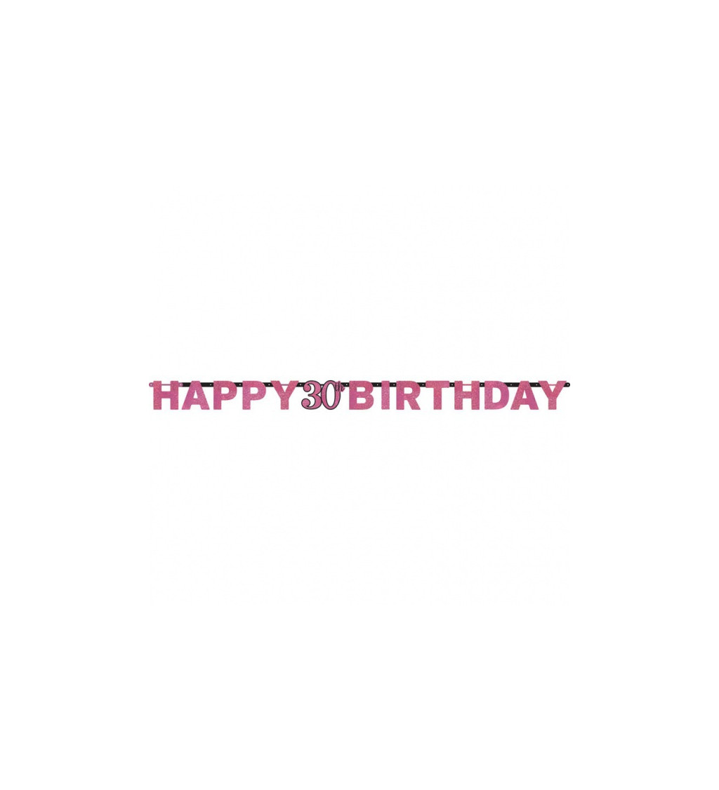 Růžov narozeninový banner - Happy 30 birthday