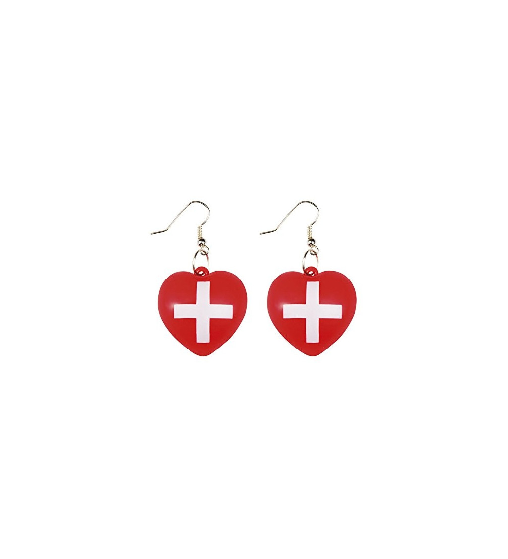 Náušnice - červený kříž