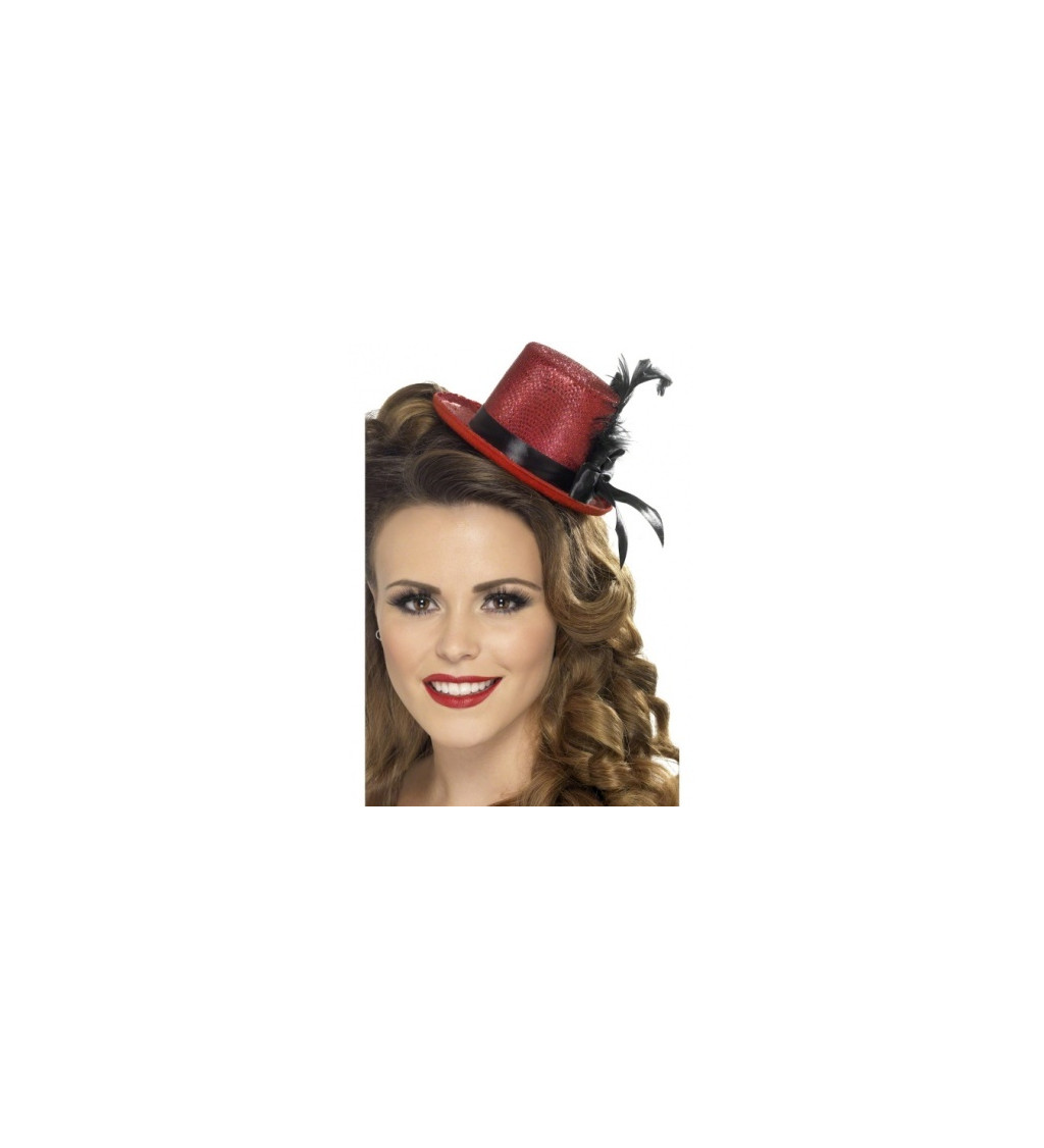 Burlesque mini klobouček - červený