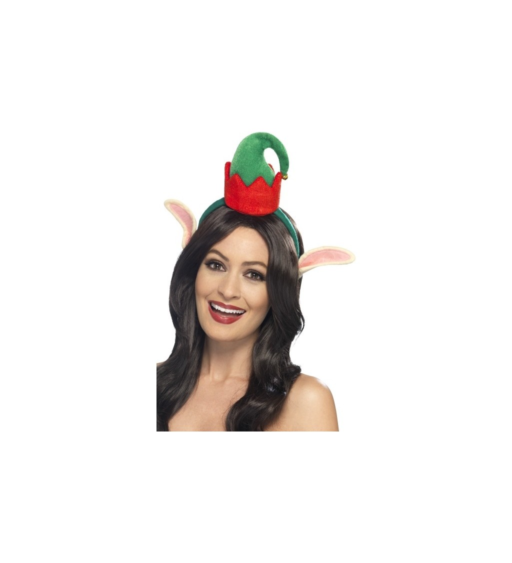 Dámská čelenka - elfí uši se zeleným kloboukem