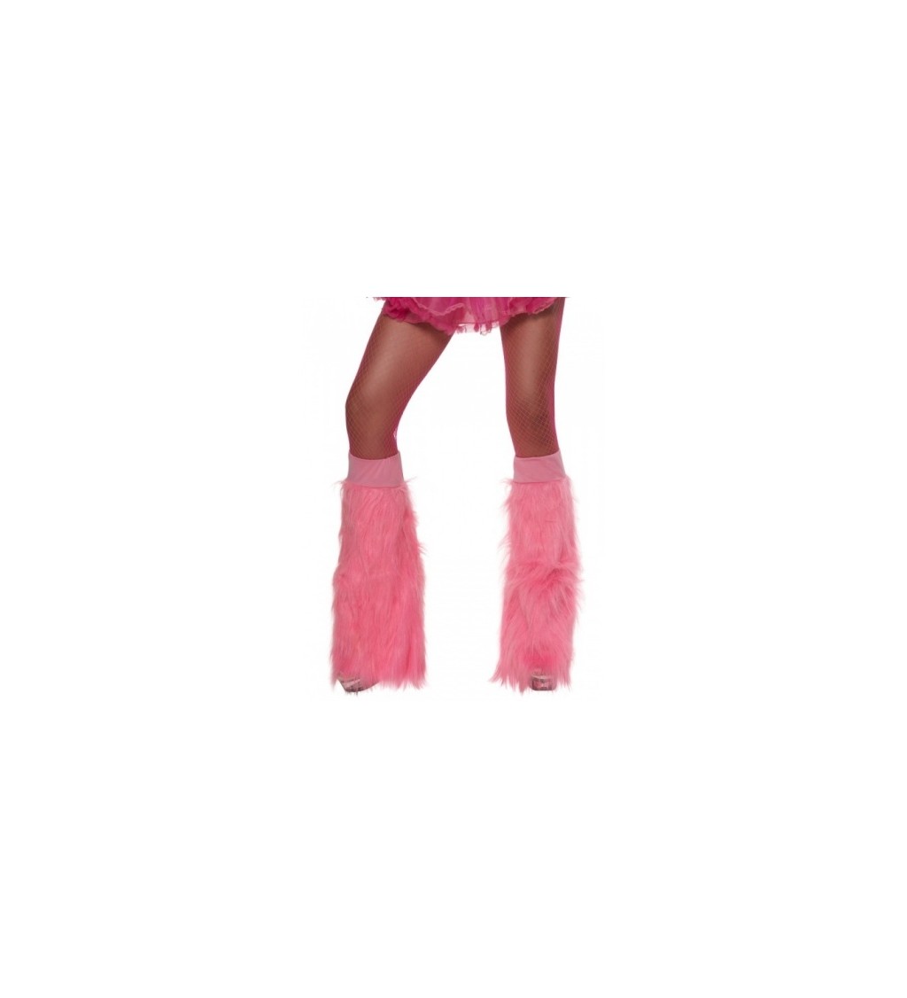 Huňaté návleky na nohy - růžové