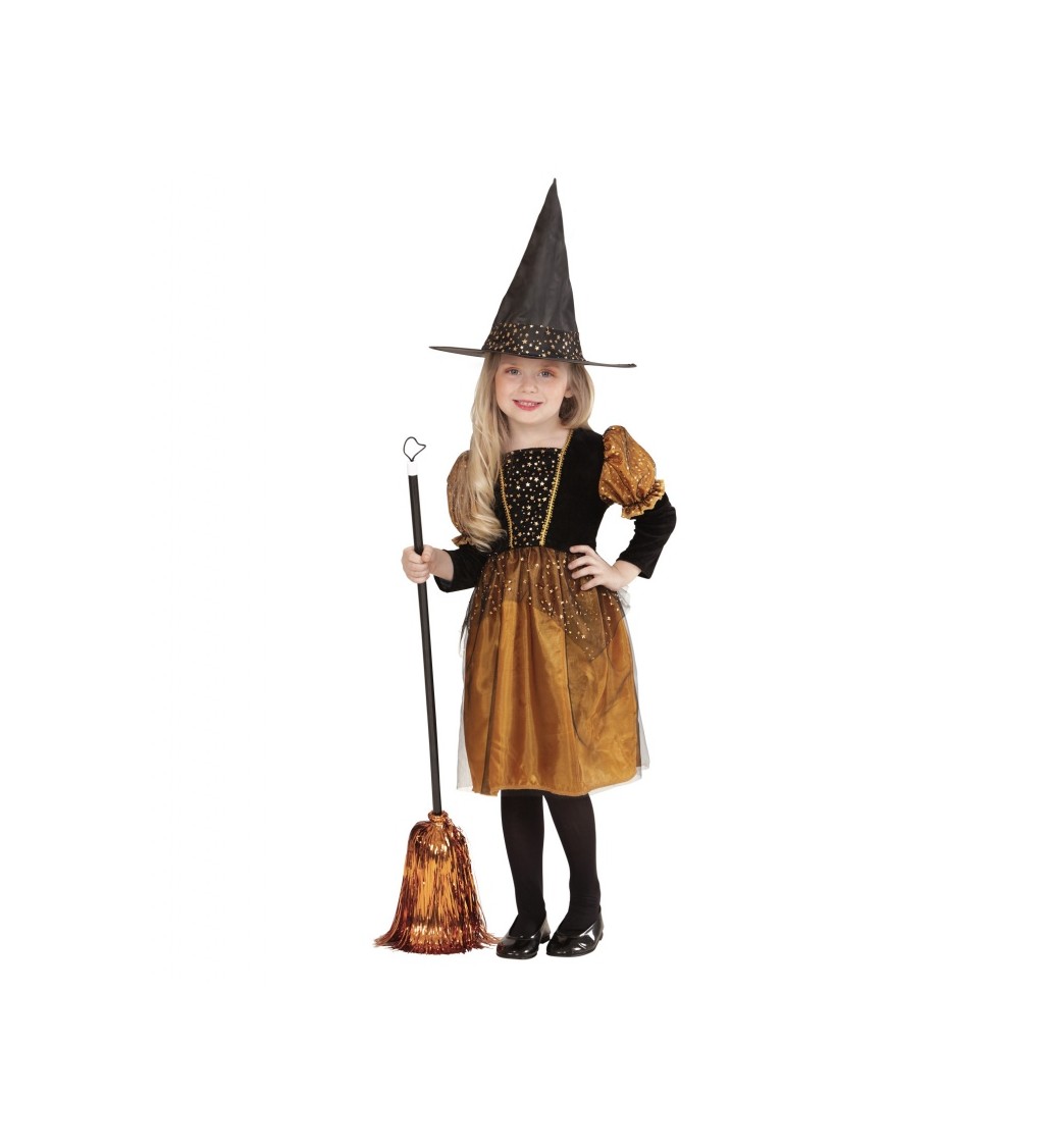 Dívčí kostým - zlatá čarodějnice