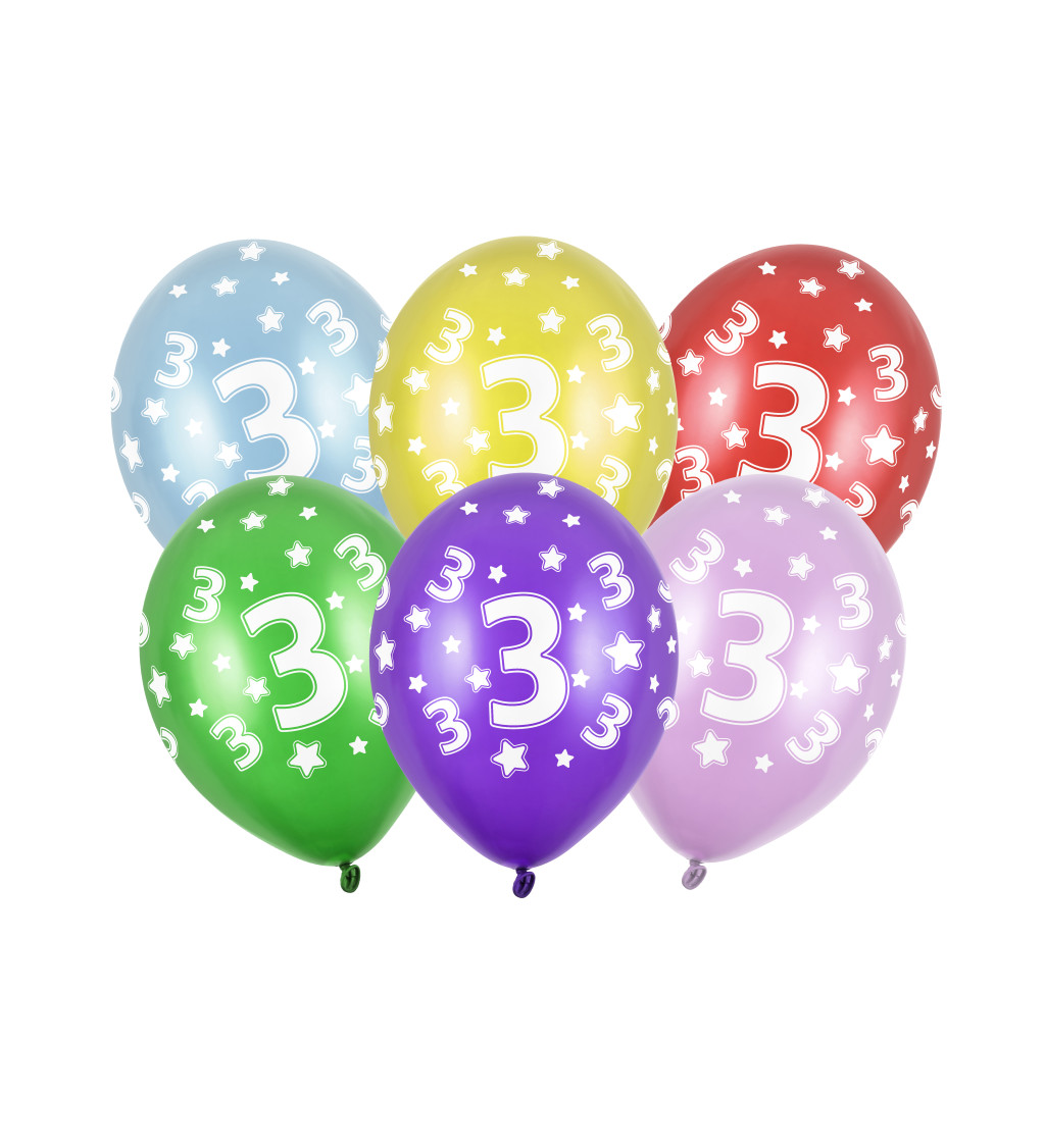 Balónek s číslem 3 - 6 ks