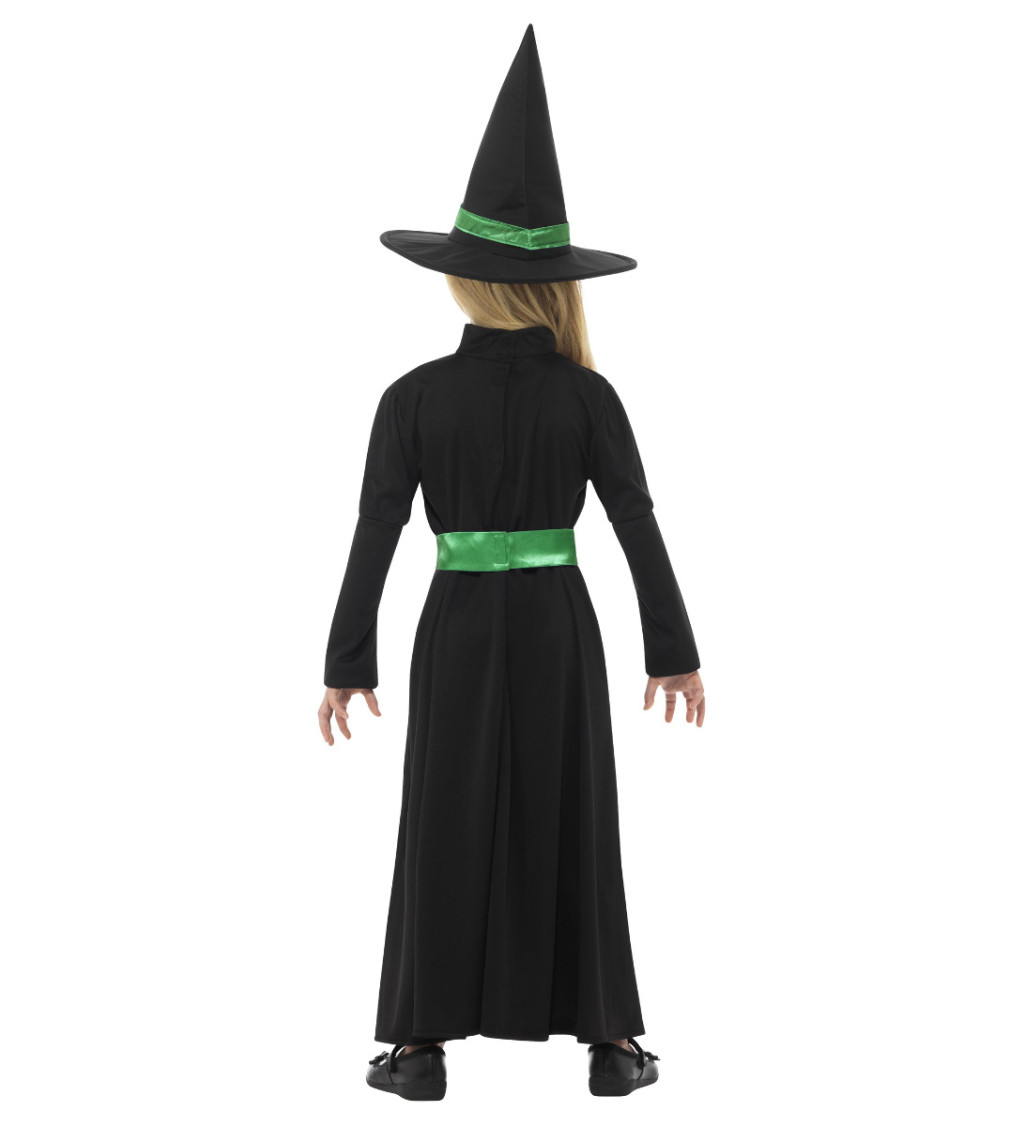 Dívčí kostým - čarodějnice se zeleným páskem