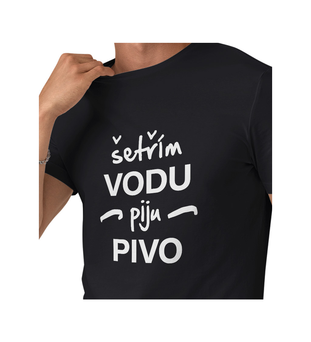 Pánské triko černé - Šetřím vodu, piju pivo