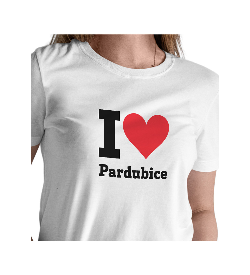 Dámské triko bílé - I love Pardubice