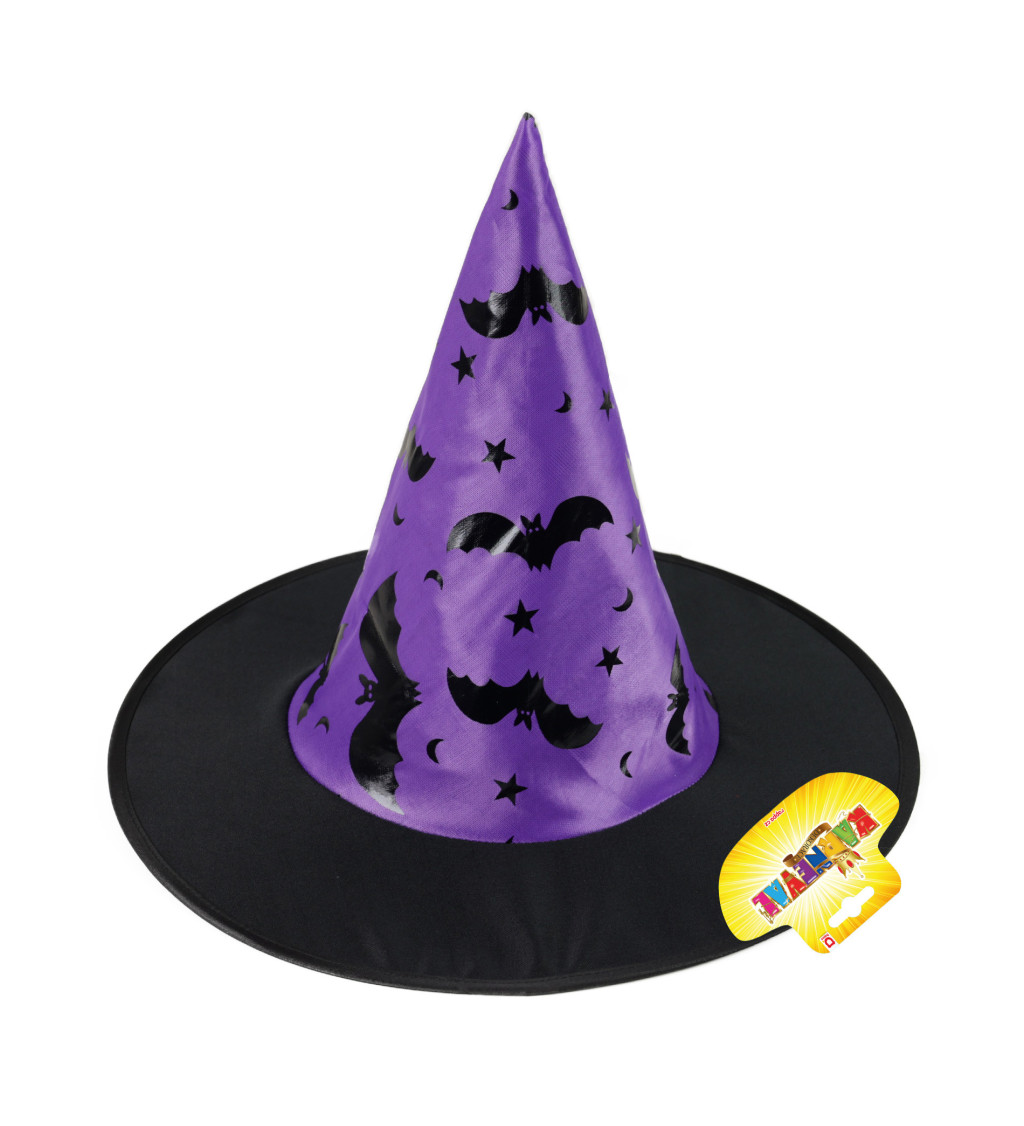 Dětský klobouk na čarodějnice - fialový