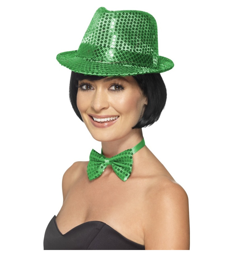 Zelený blýskavý klobouk