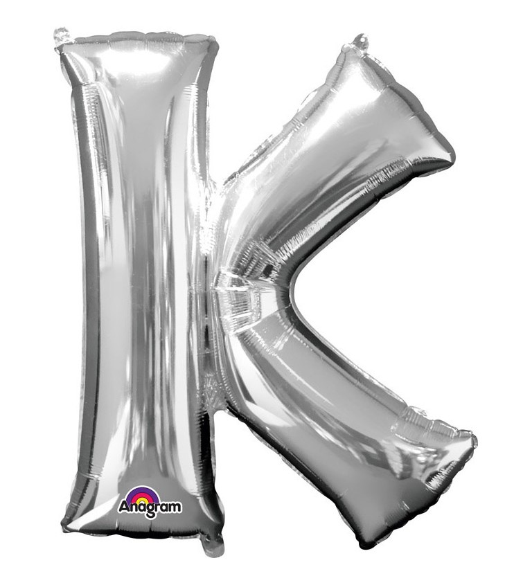Fóliový balónek K (stříbrný)