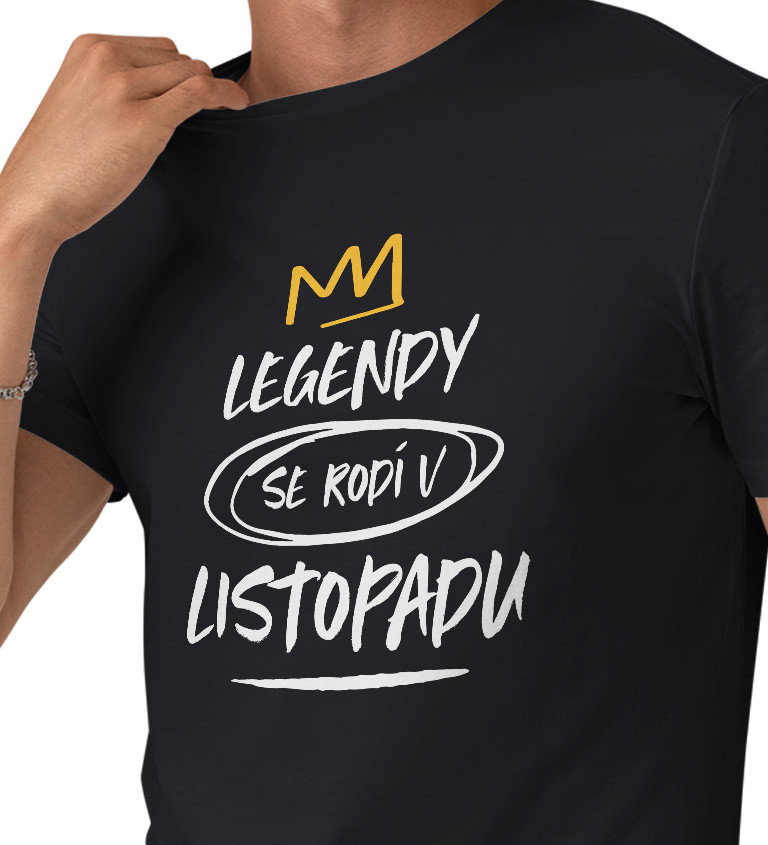 Pánské triko černé - Legendy se rodí v listopadu