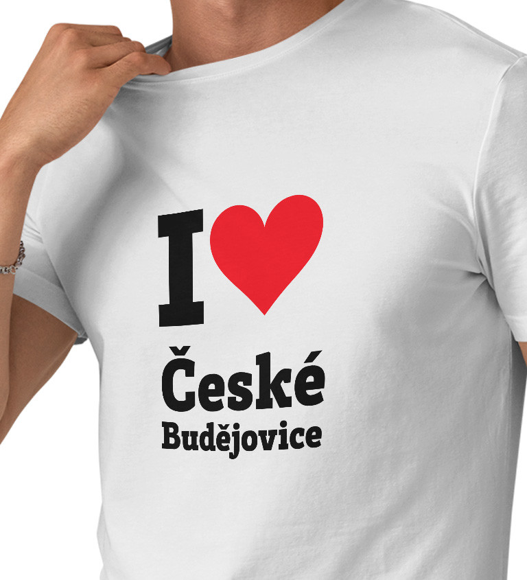 Pánské triko bílé - I love České Budějovice