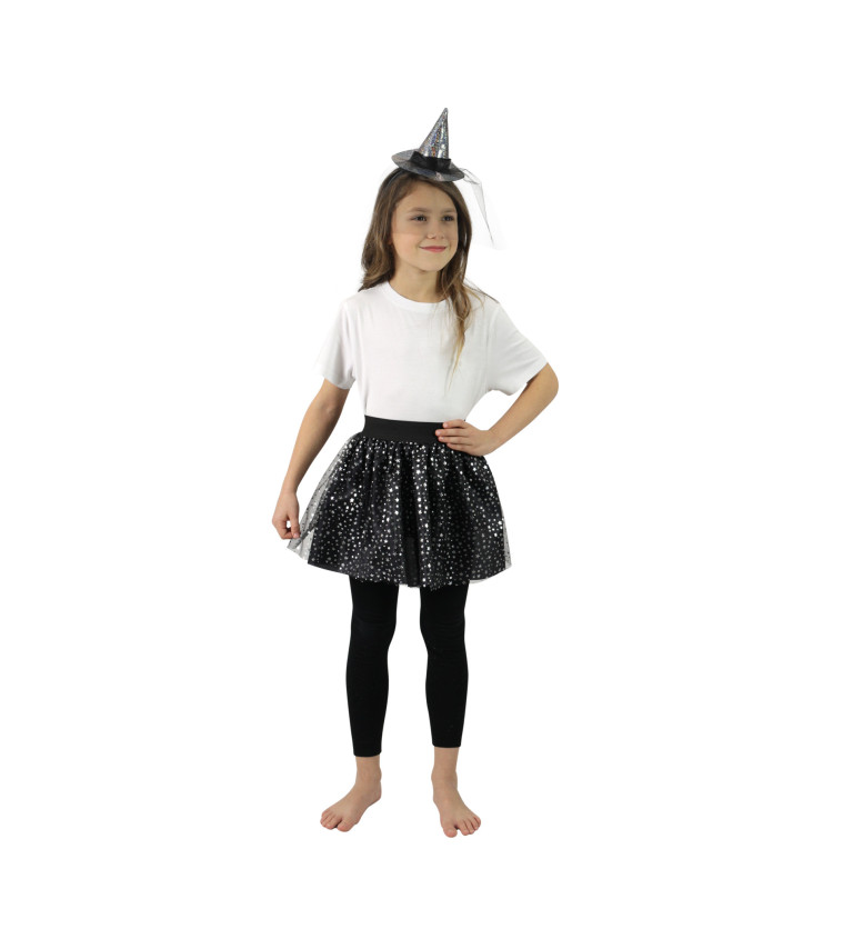 Set - tutu sukně a čelenka pro čarodějky - hvězdičky