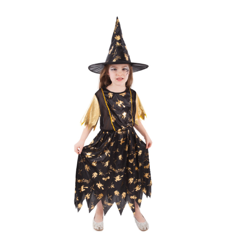 Dětský zlatý kostým - Čarodějka