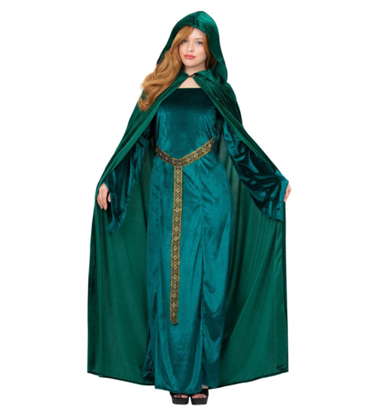 Čarodějnický tmavě zelený plášť